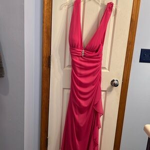 Sexy pink halter long dress